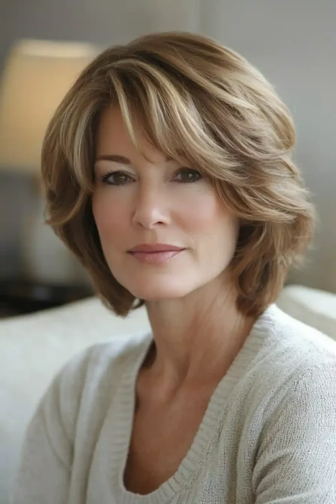 Layered Short Bob with Side-Swept Bangs