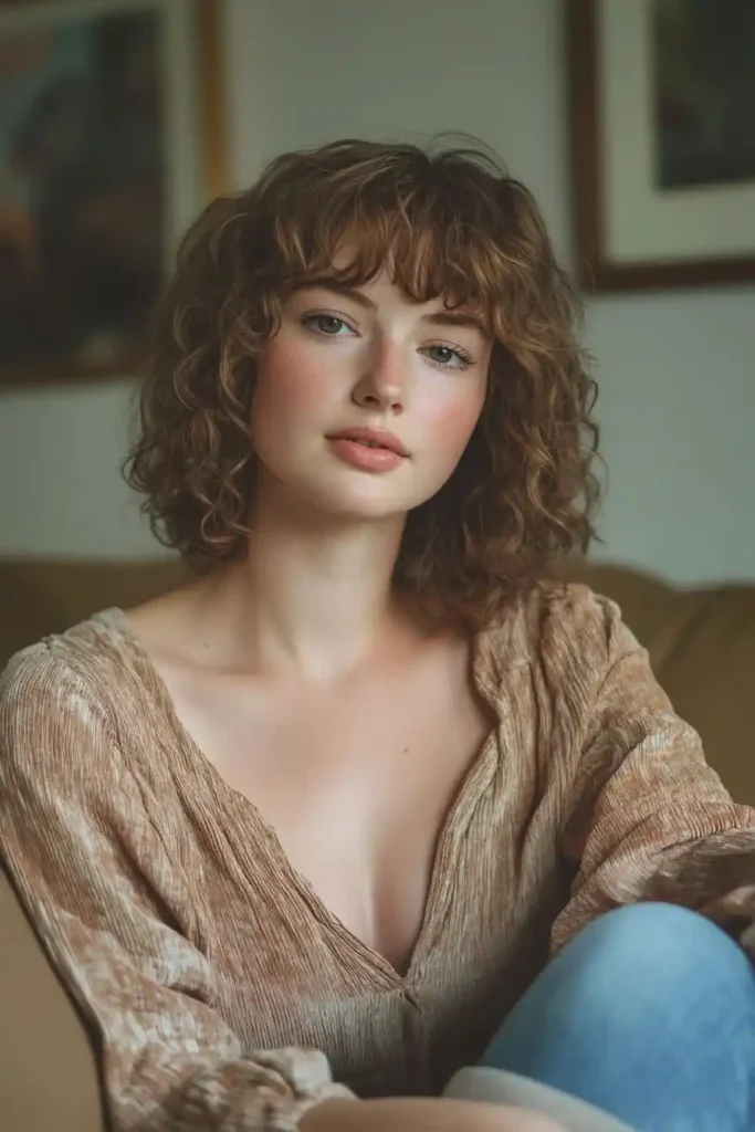 Curly Bob with Bangs