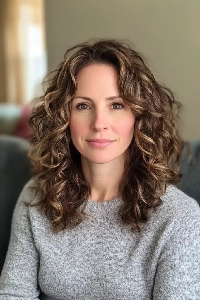 Defined Curls with Middle Part