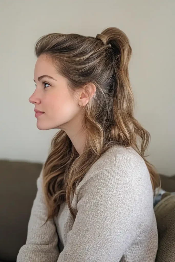 High Ponytail with Loose Curls